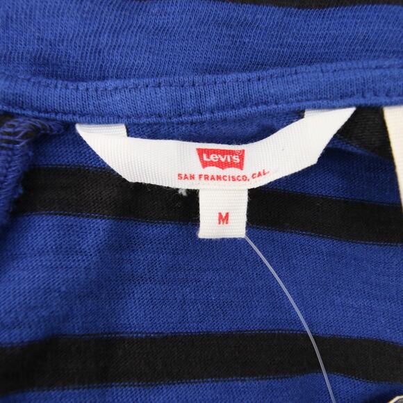 Levis Shirt Top Blouse Blue Black Stripes Striped Long Sleeve Boat Neck Size M - Picture 8 of 11